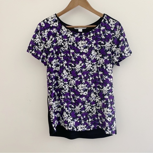 Diane Von Furstenberg Ora Floral Silk Blouse 4 Contrast Back - Picture 1 of 10